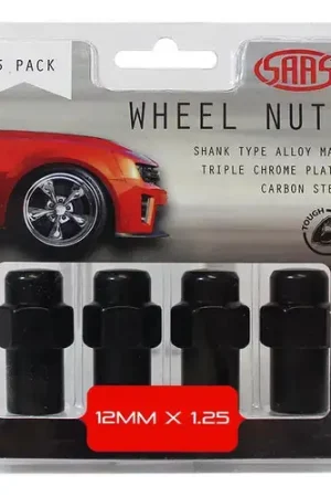 SAAS Wheel Nuts Mag 12 x 1.25 Black 43mm 5Pk - 743455BC Fan Favorite