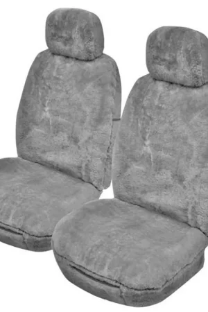 Cheap MyCar 25mm Thick Sheepskin Front Alpine Seat Covers Universal Size 30 - Grey - SALPA3007