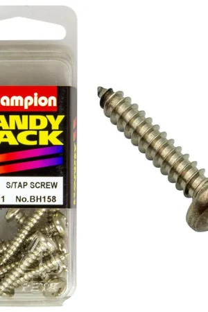 Place Order Champion Pack of 12 10G x 25mm Philips Raised Head, Nickel Plated Self Tapping Screws - BH158