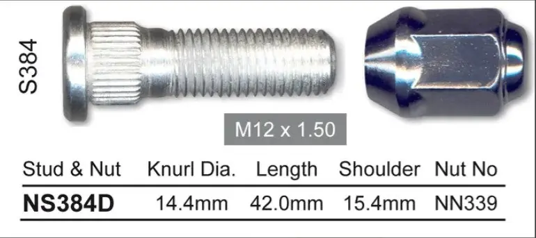 Nice Wheel Stud \\u0026 Nut Set - NS384D Authentic