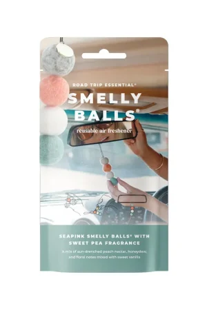 Handmade Smelly Balls Seapink - Sweet Pea Fragrance Reusable Air Freshener Starter Set with Pouch - ARSBSSPCL