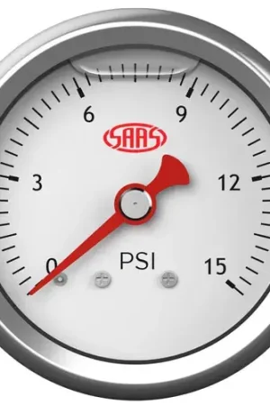 SAAS Fuel Press Gauge 15 Psi Liquid Filled 41mm White - SG15W Bulk Order