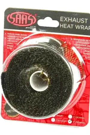 Fresh Stock SAAS Exhaust Wrap Basalt Black 50mm (2in) x 5m - SHWT5005B