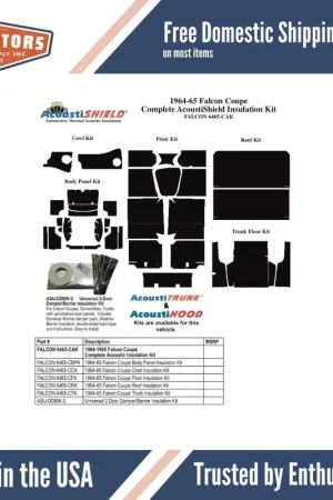 Direct From Manufacturer Firewall Insulation for 1964-1965 Ford Falcon