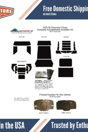 Insulation Sound Deadener Kit for 1933-35 Chevrolet Coupe Acoustishield Complete Big Sale