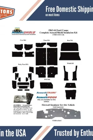 Insulation Sound Deadener Kit for 1963-1964 Ford Coupe Acoustishield Complete Top Rated