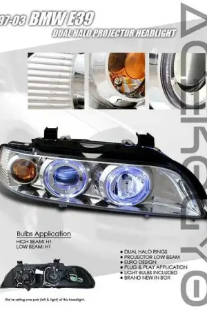 Factory Price Chrome Dual Halo Projector Headlights - Blue - Amber