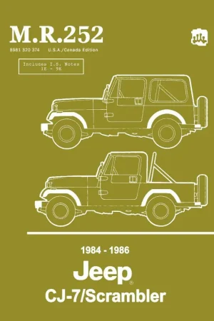 Service Manual for 1984-1986 Jeep CJ-7 and Scrambler New Arrival
