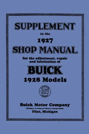 Reduced Price Service Manual for 1928 Buick