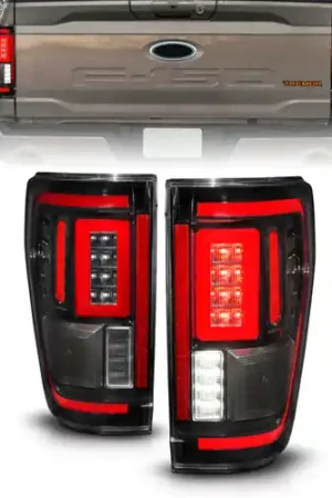 Special Discount ANZO 21-23 Ford F-150 LED Taillights Seq. Signal w/BLIS Cover - Black (For Factory Halogen ONLY)