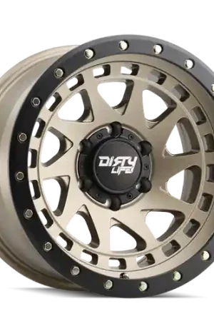 Dirty Life 9311 Enigma Pro 17x9 / 6x139.7 BP/-12mm Offset/106mm Hub Satin Gold Wheel - Beadlock Modern