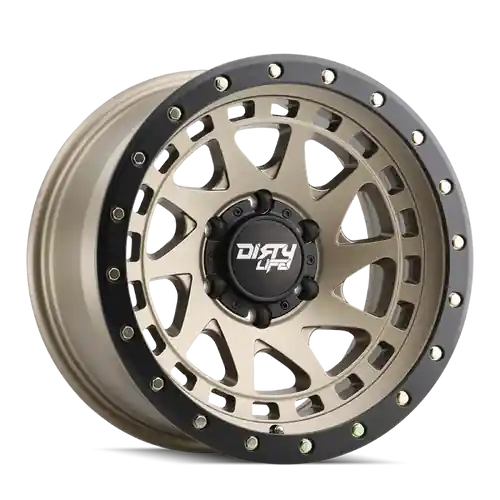 Dirty Life 9311 Enigma Pro 17x9 / 6x139.7 BP/-12mm Offset/106mm Hub Satin Gold Wheel - Beadlock Modern