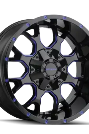 Viral Mayhem 8015 Warrior 17x9 / 5x127 BP / -12mm Offset / 87mm Hub Black w/ Prism Blue Wheel