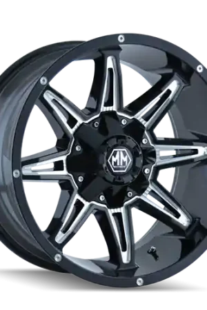 Mayhem 8090 Rampage 20x10 / 6x135 BP / -25mm Offset / 106mm Hub Black w/ Milled Spokes Wheel Hot Deal