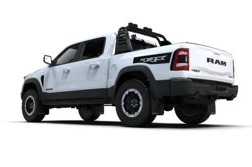 Rally Armor 2021-2024 Ram 1500 TRX | 2025-2026 RAM RHO Black UR Mud Flap - White Logo Bargain