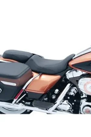 Exclusive Mustang 08-21 Harley Electra Glide Std,Rd Glide,Rd King,Str Glide Tripper Pass Seat - Black