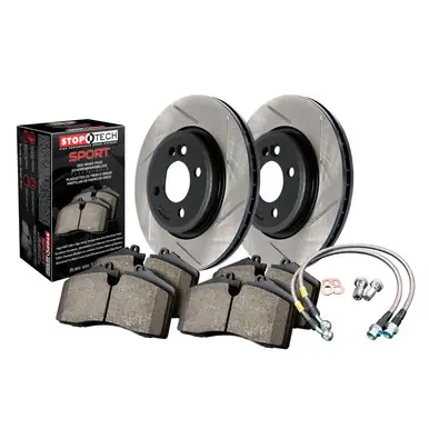 StopTech Sport Axle Pack; Slotted Rotor; Front Brake Kit with Brake lines Super Sale