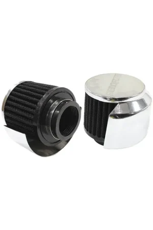 Aeroflow 1 1/2" Breather Filter w/Shield 3" O.D,2.5"High - Chrome Fan Favorite