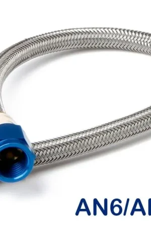 Crafted NOS Stainless Steel Braided Hose -6AN 18" Blue Stainless Steel Braided Hoses