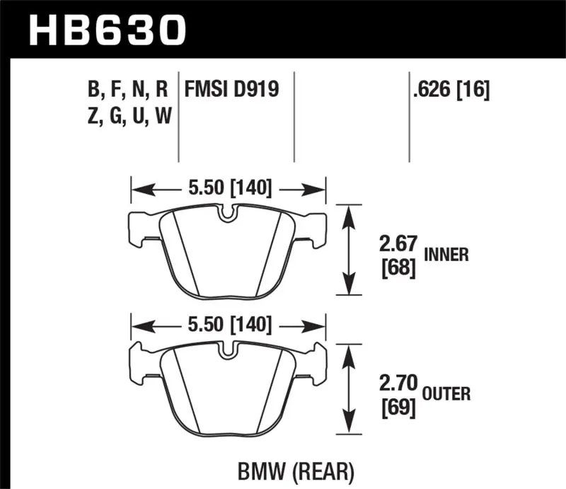 Hawk 04-10 BMW 535i/545i/550i / 04-10 645Ci/650i/02-09 745i/745Li/750 Perf Ceramic Street Brake Pads | Graveyard Performance Hot Picks
