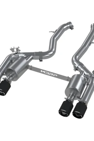 MBRP 18-22 BMW M2 Competition 3.0L T304 SS 3in Resonator-Back Exhaust Quad Rear w/ Carbon Fiber Tips | Graveyard Performance Buy Online